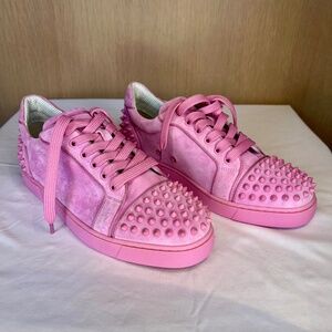NEW Christian Louboutin Vieira 2 Orlato Suede Sneaker Pink Size EU 41